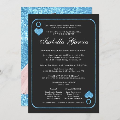 Blue Glitter Playing Card  Las Vegas Quinceaera