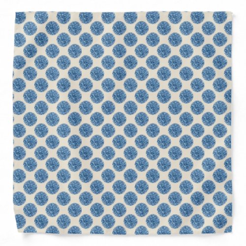 Blue Glitter Polka Dots Pattern Bandana