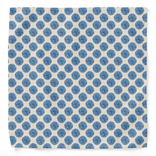 Blue Glitter Polka Dots Pattern Bandana (Front)