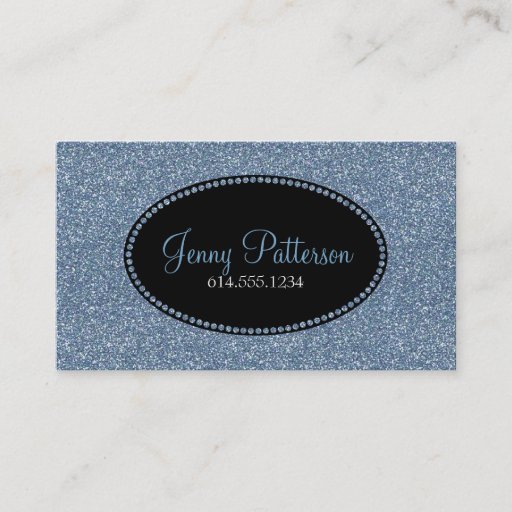 Customizable Blue Glitter Pretty Elegant Girly Business Cards