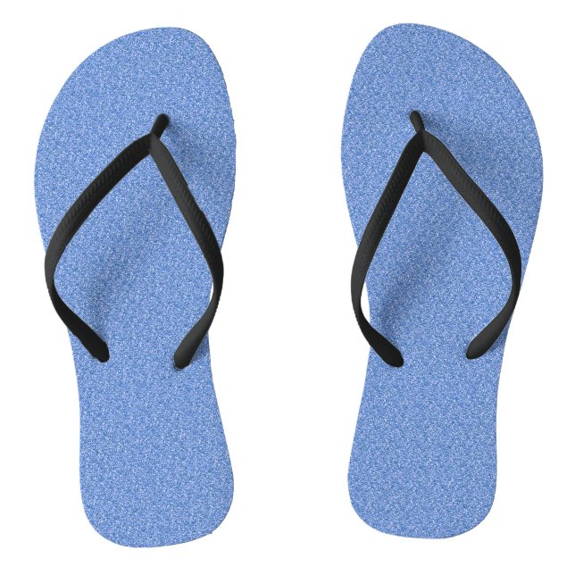 Blue Glitter Print Metallic Wedding bride groom Flip Flops (Footbed)