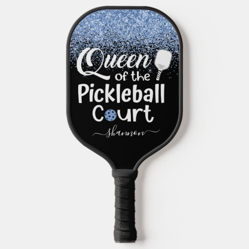Blue Glitter Queen of Pickleball  Pickleball Paddle