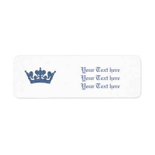 Blue Glitter Royal Crown Prince Address Labels