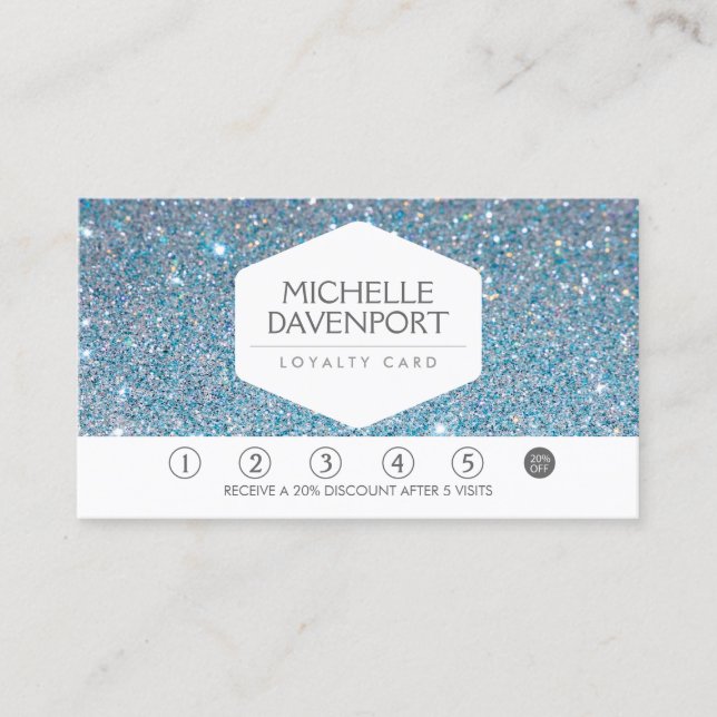 BLUE GLITTER Salon Loyalty Card (Front)