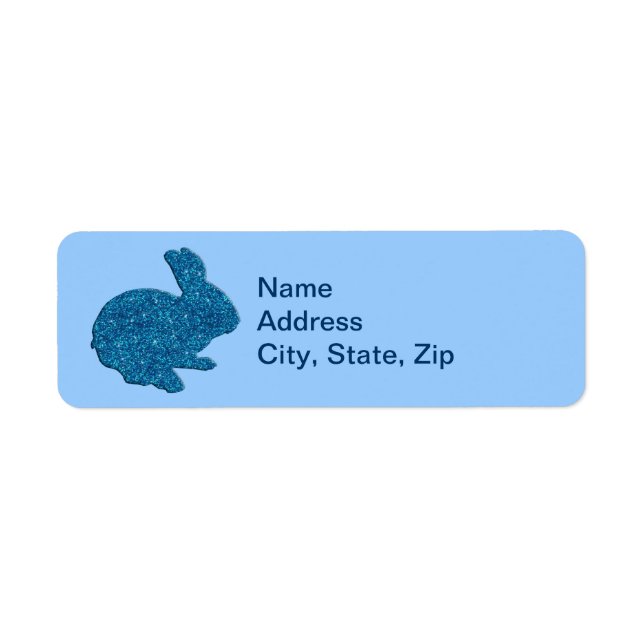 Blue Glitter Silhouette Easter Bunny Address Label (Front)