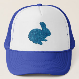 Blue Glitter Silhouette Easter Bunny Hat