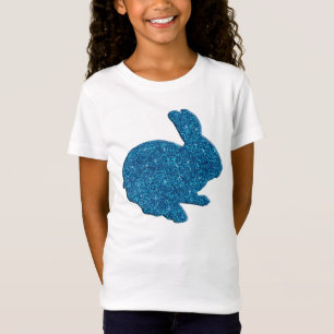 Blue Glitter Silhouette Easter Bunny Shirt