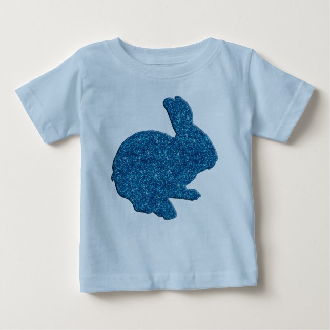 Blue Glitter Silhouette Easter Bunny Shirt (Front)