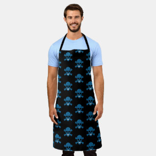 Blue Glitter Skull And Crossbones Apron
