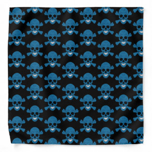 Blue Glitter Skull And Crossbones Bandana