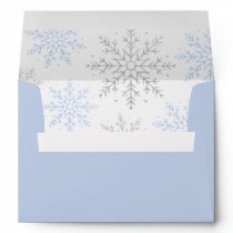 Blue Glitter Snowflake Boy Baby Shower Envelope