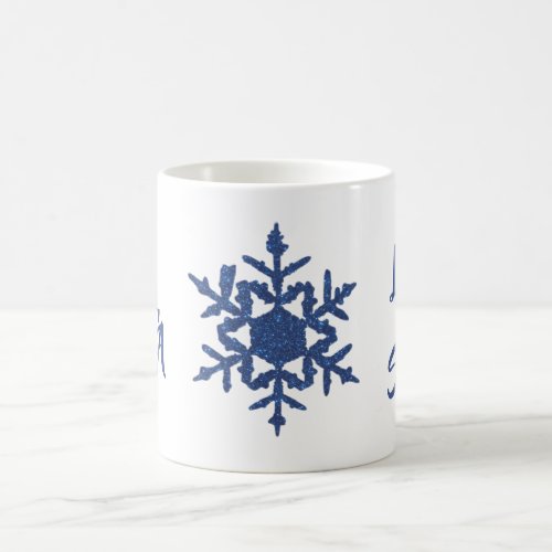 Blue Glitter Snowflake Custom City Let it Snow Mug