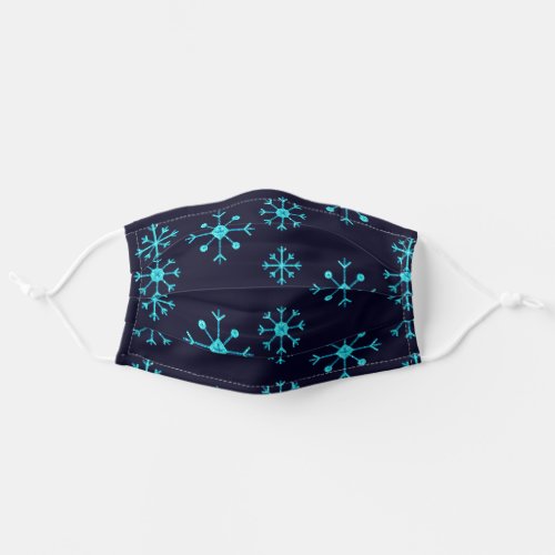 Blue Glitter Snowflakes Adult Cloth Face Mask