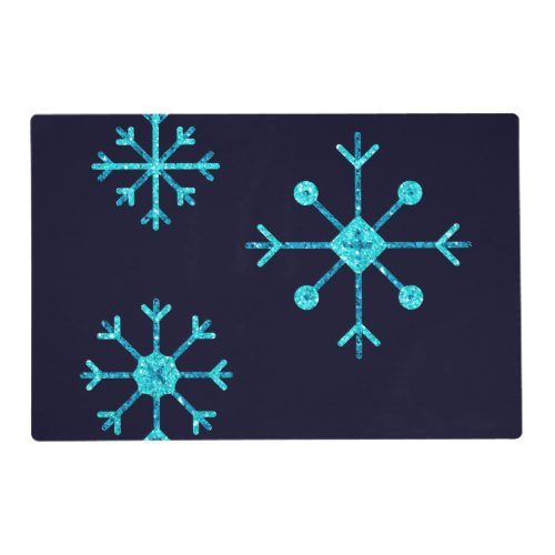 Blue Glitter Snowflakes Placemat