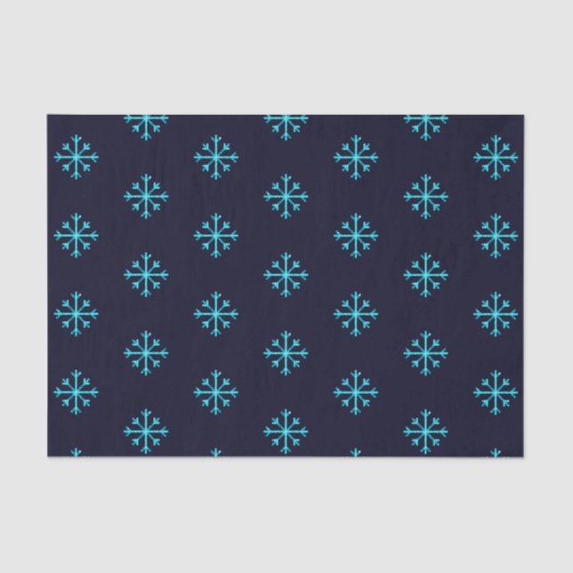 Blue Glitter Snowflakes Tissue Paper (Front)