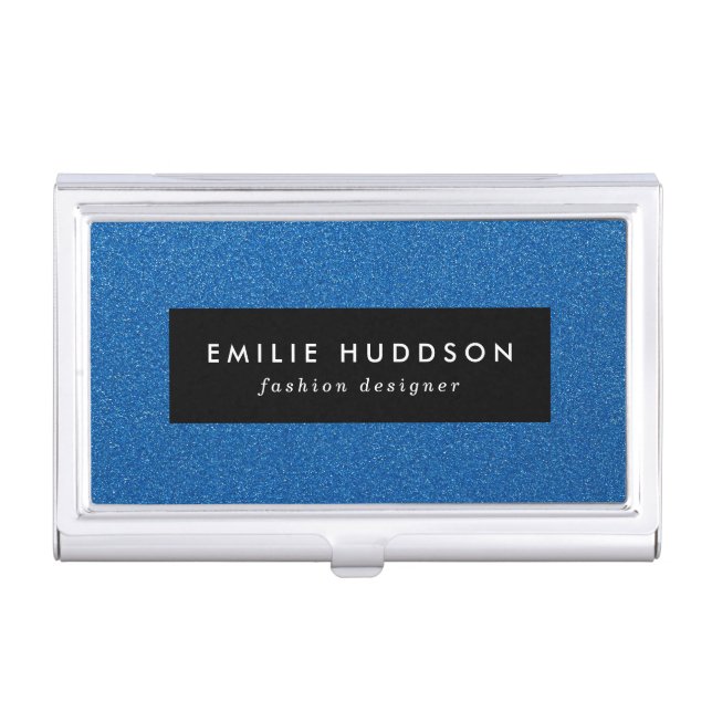 Blue Glitter, Sparkle, Glitter Background Business Card Case (Front)
