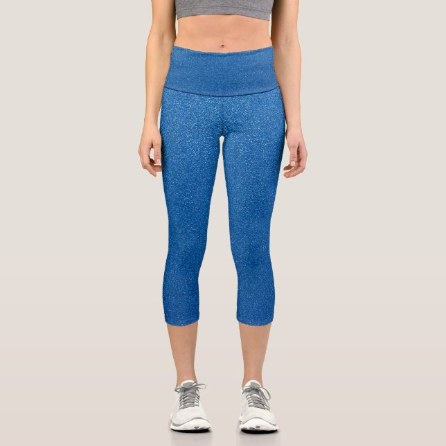 Blue Glitter, Sparkle, Glitter Background Capri Leggings (Front)