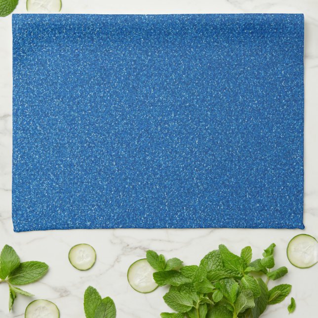 Blue Glitter, Sparkle, Glitter Background Kitchen Towel (Folded)