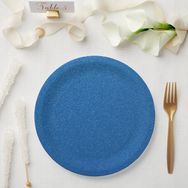 Blue Glitter, Sparkle, Glitter Background Paper Plates (Wedding)