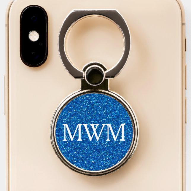 Blue GLITTER Sparkle Phone Ring Stand (Close Up)