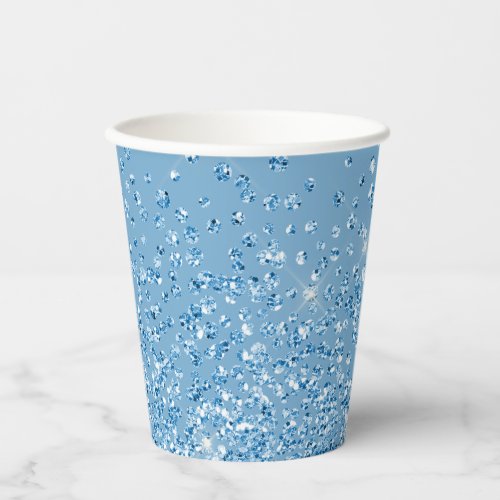 Blue glitter sparkles rhinestone background paper cups