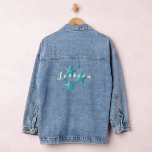 Blue glitter stars denim jacket