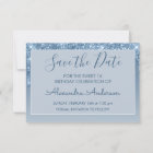Blue Glitter Sweet 16 Save the Date