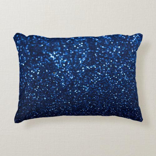 Blue Glitter Texture Festive Sparkle Accent Pillow