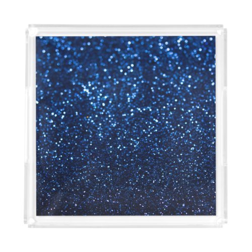 Blue Glitter Texture Festive Sparkle Acrylic Tray