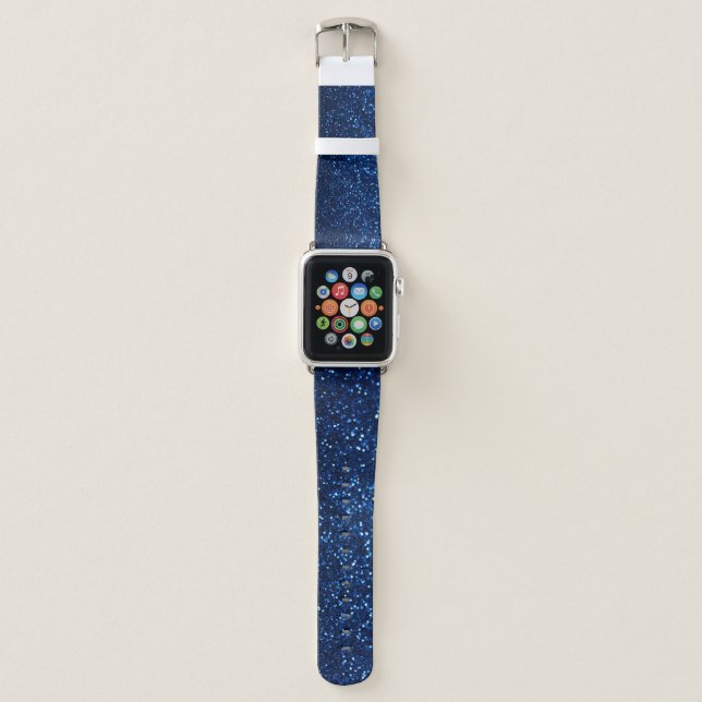 Blue Glitter Texture Festive Sparkle Apple Watch Band (Front)