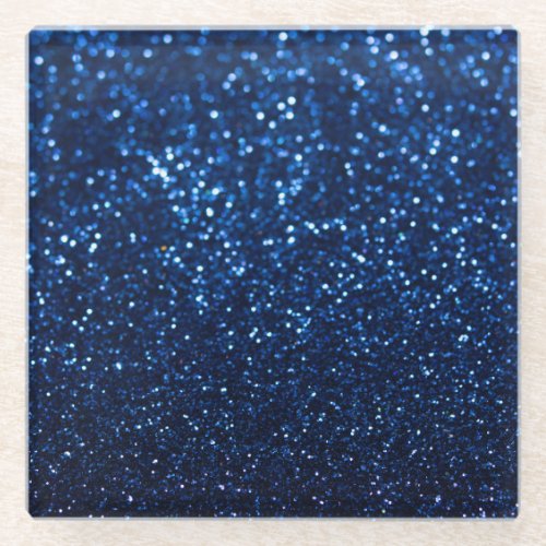Blue Glitter Texture Festive Sparkle Glass Coaster