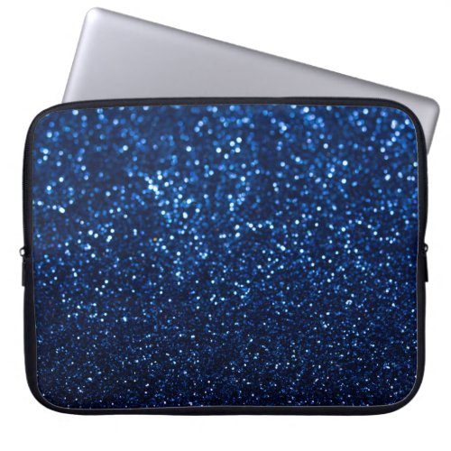 Blue Glitter Texture Festive Sparkle Laptop Sleeve