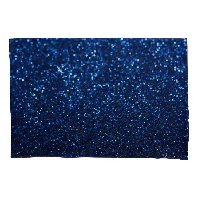 Blue Glitter Texture Festive Sparkle Pillow Case (Front)