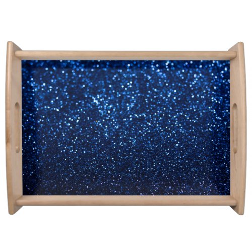 Blue Glitter Texture Festive Sparkle Serving Tray