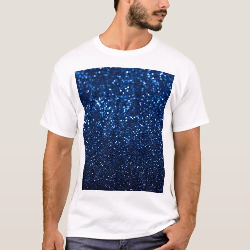 Blue Glitter Texture Festive Sparkle T_Shirt