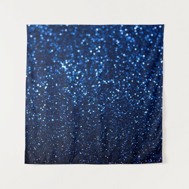 Blue Glitter Texture Festive Sparkle Tapestry (Front)