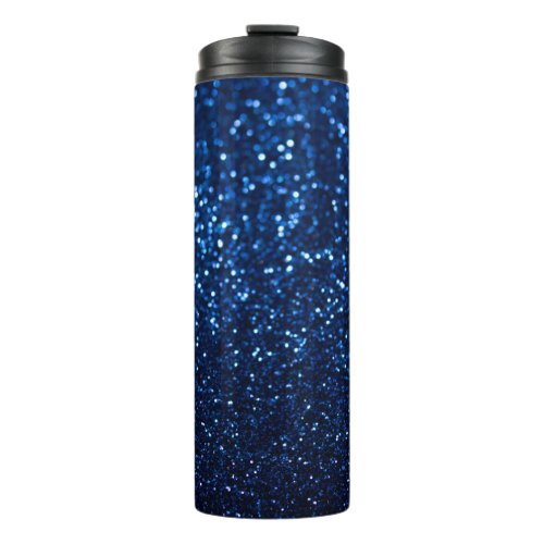 Blue Glitter Texture Festive Sparkle Thermal Tumbler