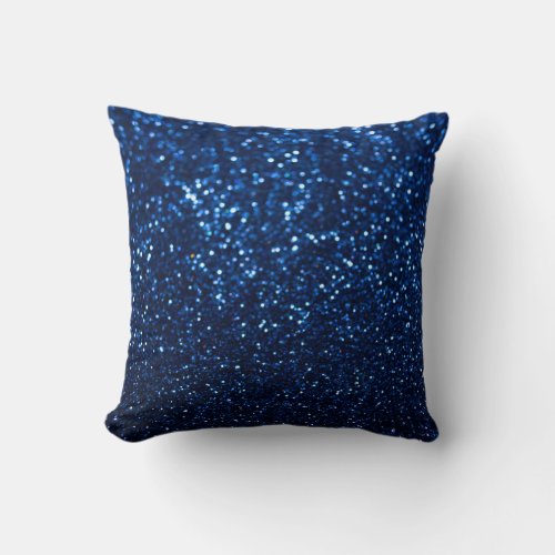 Blue Glitter Texture Festive Sparkle Throw Pillow
