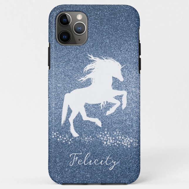 Blue Glitter Unicorn Case-Mate iPhone Case (Back)