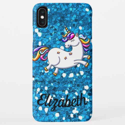 Blue Glitter Unicorn iPhone XS Max Case