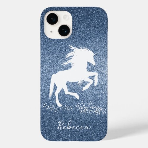 Blue Glitter Unicorn Case_Mate iPhone 14 Case