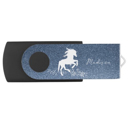 Blue Glitter Unicorn Flash Drive