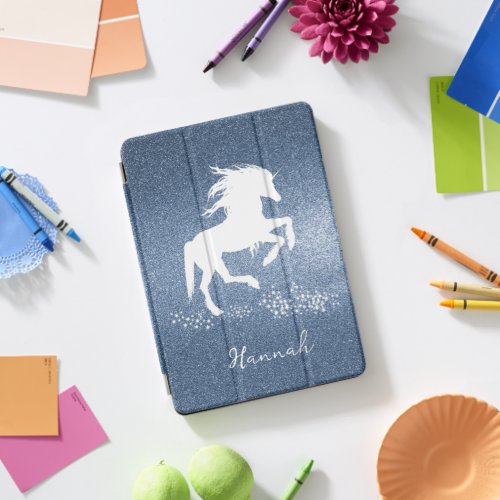 Blue Glitter Unicorn iPad Pro Cover