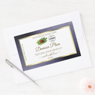 Blue Glitter White Gold Product Label Ladybug Logo