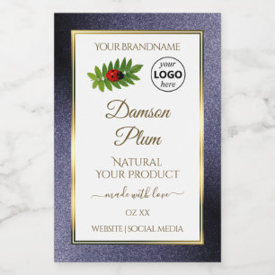 Blue Glitter White Gold Product Label Ladybug Logo