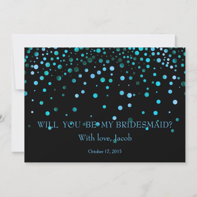 Blue Glitter Will You Be My Bridesmaid Invitation (Front)