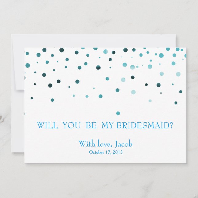 Blue Glitter Will You Be My Bridesmaid Invitation (Front)