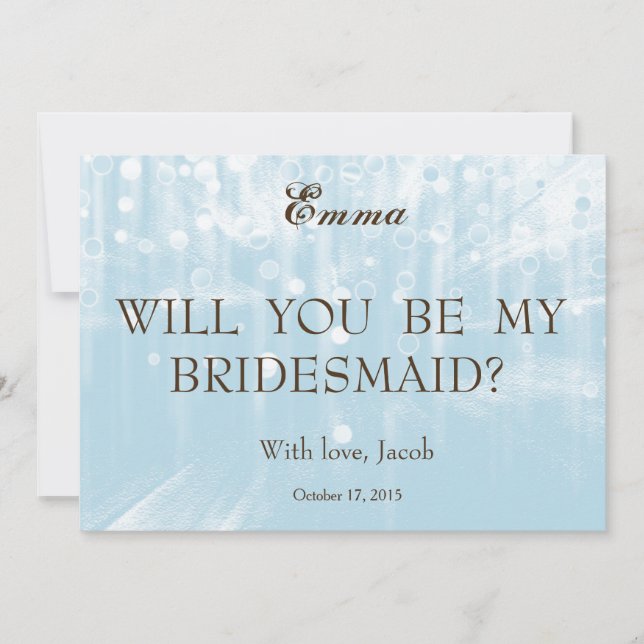 Blue Glitter Will You Be My Bridesmaid Invitation (Front)