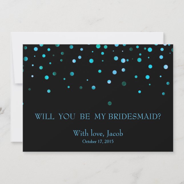 Blue Glitter Will You Be My Bridesmaid Invitation (Front)