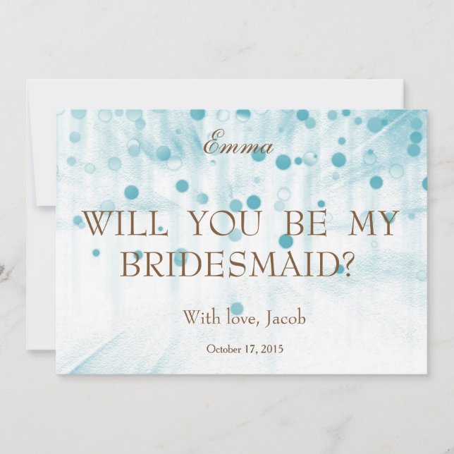 Blue Glitter Will You Be My Bridesmaid Invitation (Front)